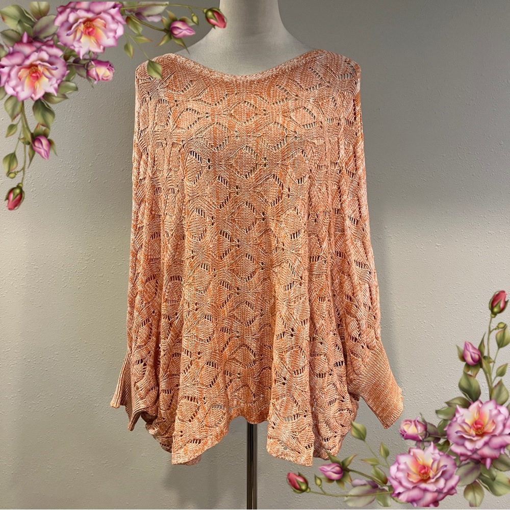 Daytrip loose fit Knit Peach poncho sweater size extra large